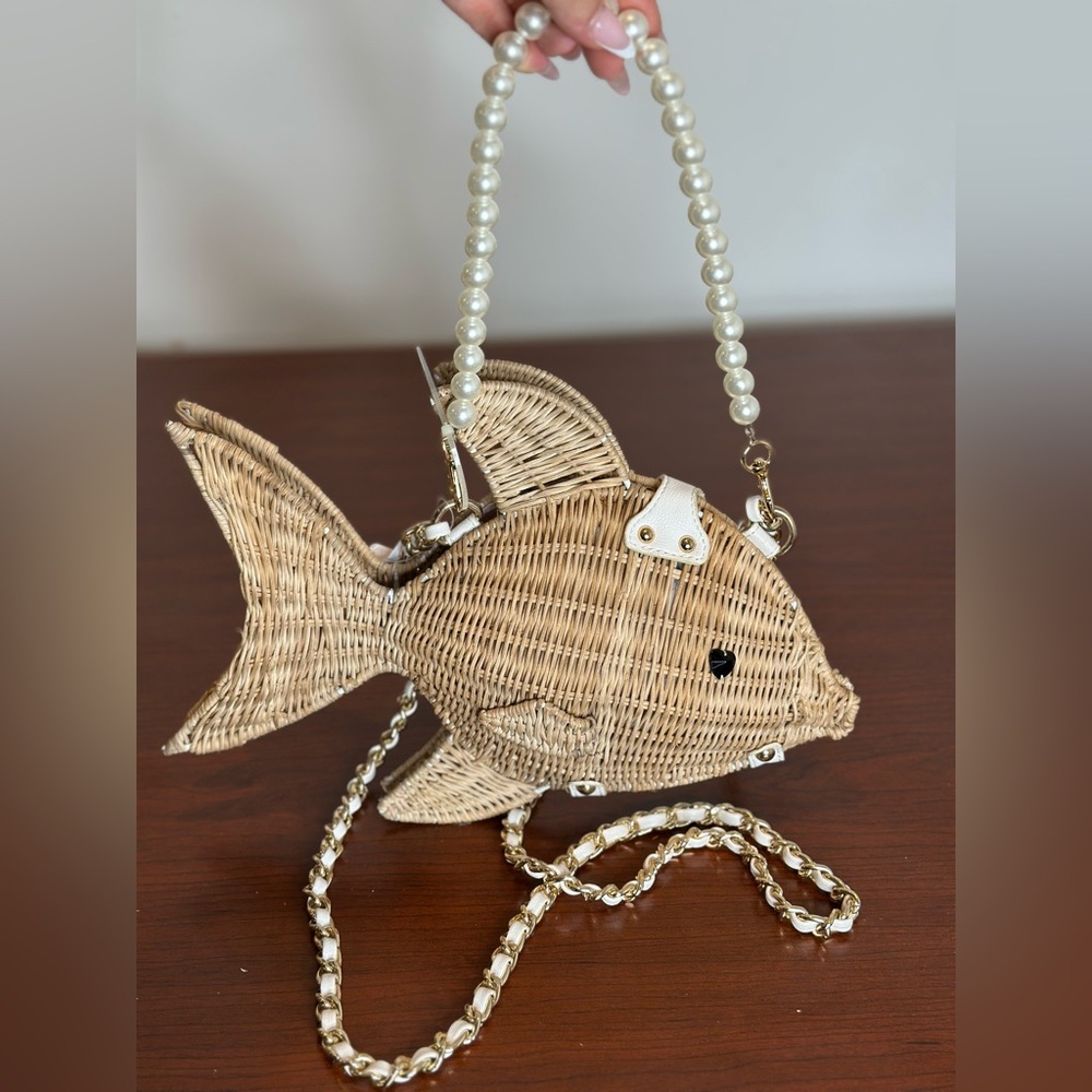 Betsey Johnson Tan and White Fish Decor Ornament